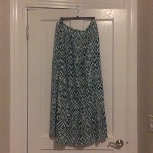 Teal and white long skirt